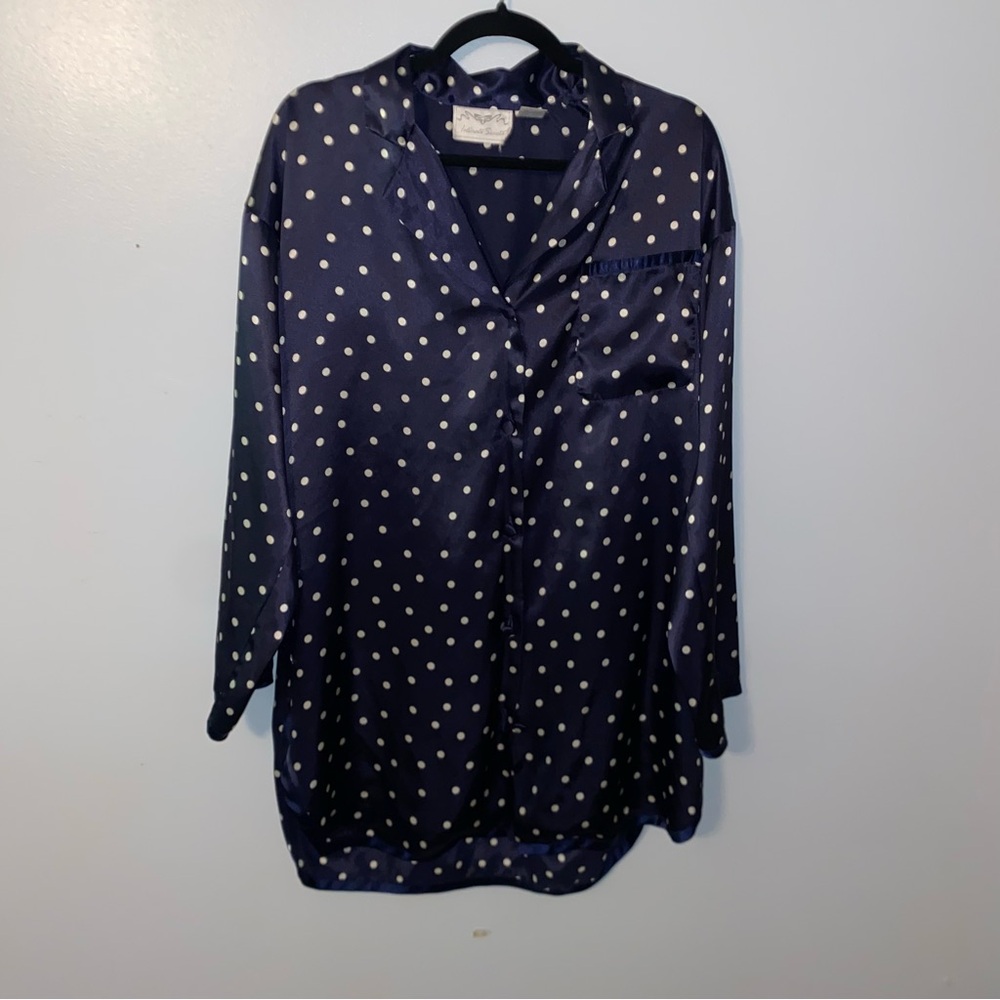 Intimate Secrets Womens Size Small Night Shirt, Button Down, Lingerie, Polka Dot